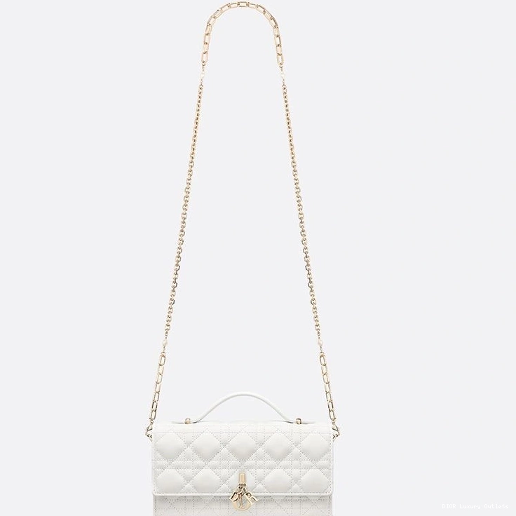 Cheap Cannage Top Lambskin Mini Dior White Bag Miss Handle 0803 Luxury
